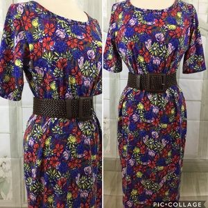 Lularoe Julia Floral Hawaiian Jersey Knit Dress L